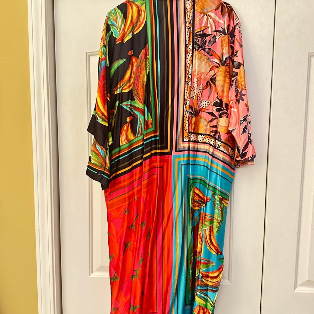 Farm Rio scarf print midi length shirt dress - Picture 2 of 6